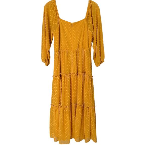 J. Crew Marigold Tiered  Maxi Dress Womens 2 Long Sleeve Swiss Dot Fairy Peasant - Picture 4 of 7